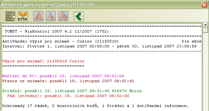 Anti-Vandal sensor report