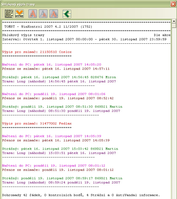 Aggregate route report