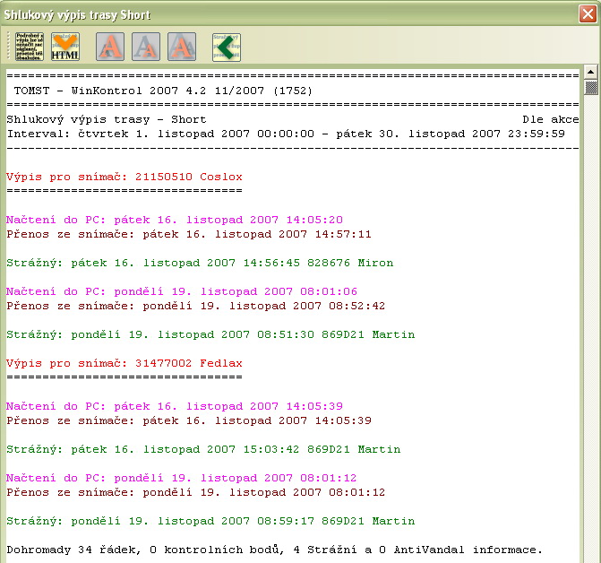 One aggregate route report