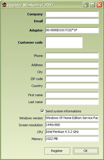 Register WinContrl 2007 