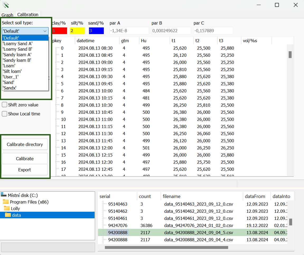 Lolly calibration window
